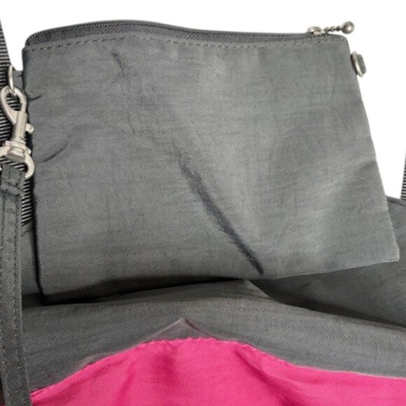 Baggalini Lightweight Cinch Backpack - Grey/Pink - 16”w x 14”h x 4.5”d main image 8